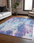LOOMLAN Rugs Verentha Blue Washable Indoor-Outdoor Rug