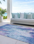 LOOMLAN Rugs Verentha Blue Washable Indoor-Outdoor Rug