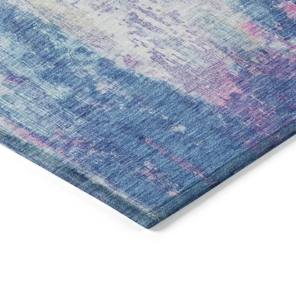 LOOMLAN Rugs Verentha Blue Washable Indoor-Outdoor Rug