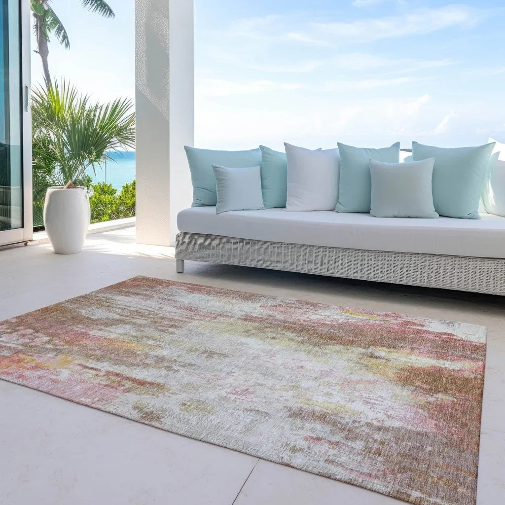LOOMLAN Rugs Verentha Brown Washable Indoor-Outdoor Rug