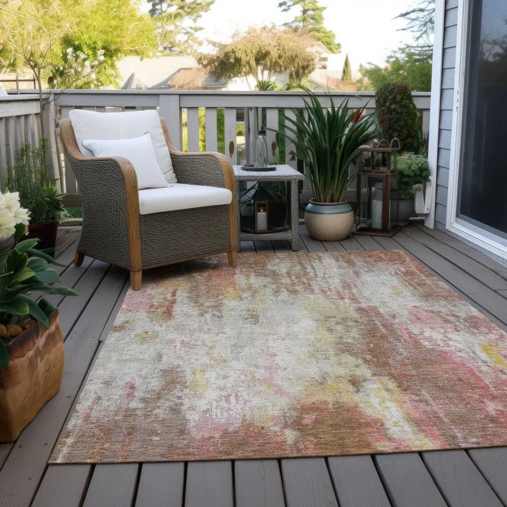 LOOMLAN Rugs Verentha Brown Washable Indoor-Outdoor Rug