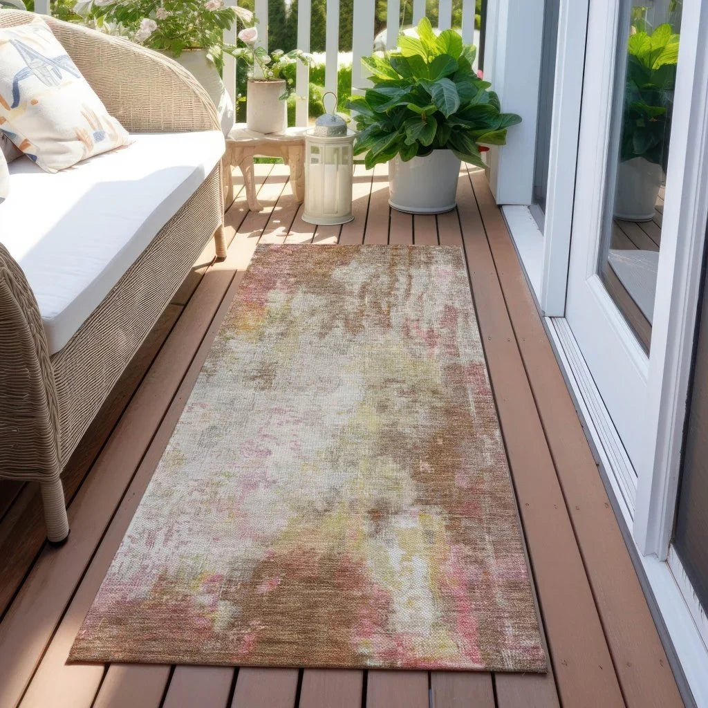 LOOMLAN Rugs Verentha Brown Washable Indoor-Outdoor Rug