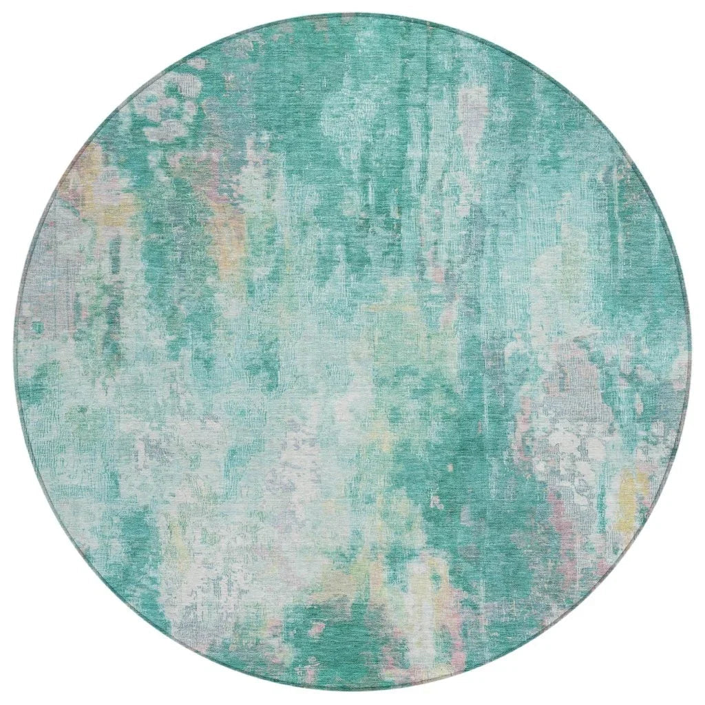 LOOMLAN Rugs Verentha Teal Washable Indoor-Outdoor Rug