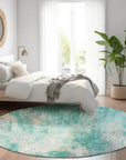 LOOMLAN Rugs Verentha Teal Washable Indoor-Outdoor Rug