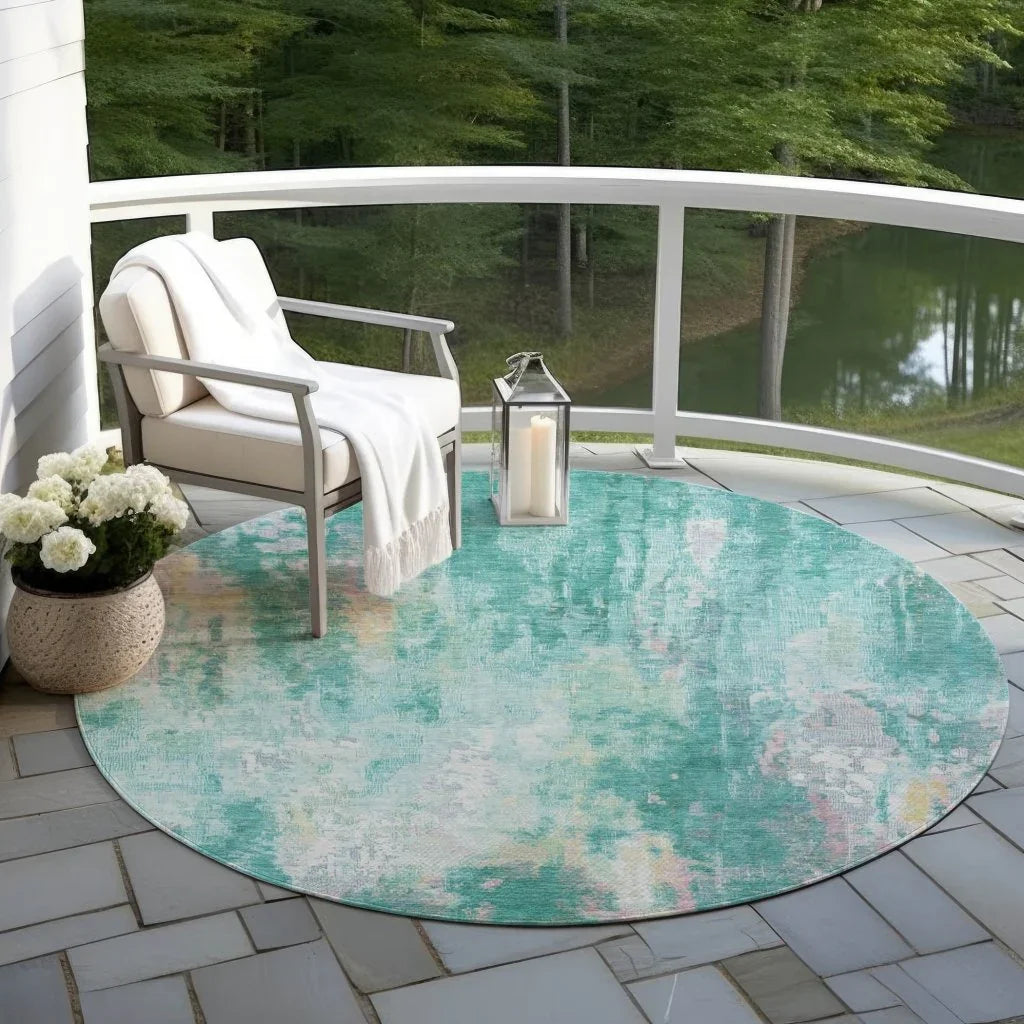 LOOMLAN Rugs Verentha Teal Washable Indoor-Outdoor Rug