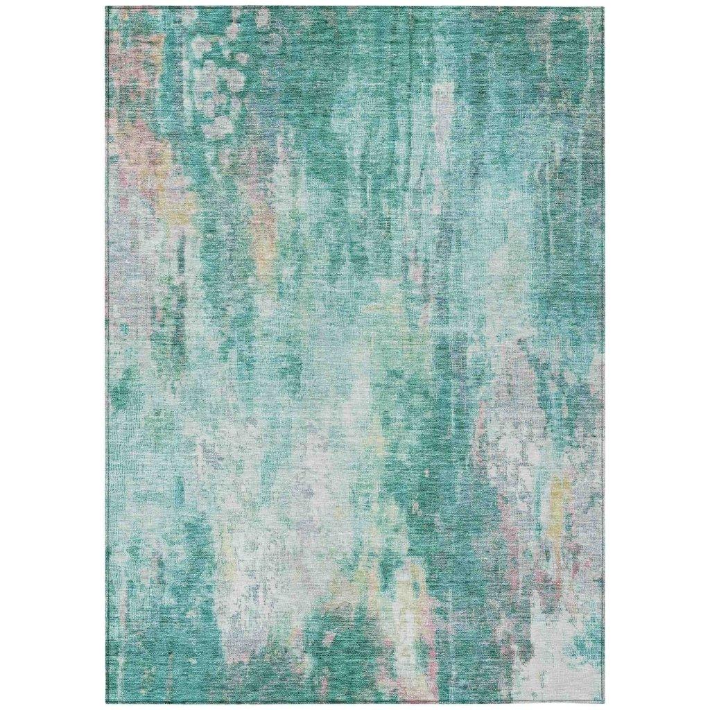 LOOMLAN Rugs Verentha Teal Washable Indoor-Outdoor Rug