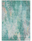LOOMLAN Rugs Verentha Teal Washable Indoor-Outdoor Rug