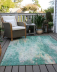 LOOMLAN Rugs Verentha Teal Washable Indoor-Outdoor Rug