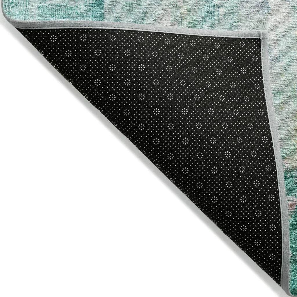 LOOMLAN Rugs Verentha Teal Washable Indoor-Outdoor Rug