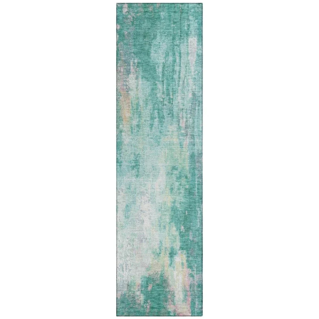 LOOMLAN Rugs Verentha Teal Washable Indoor-Outdoor Rug