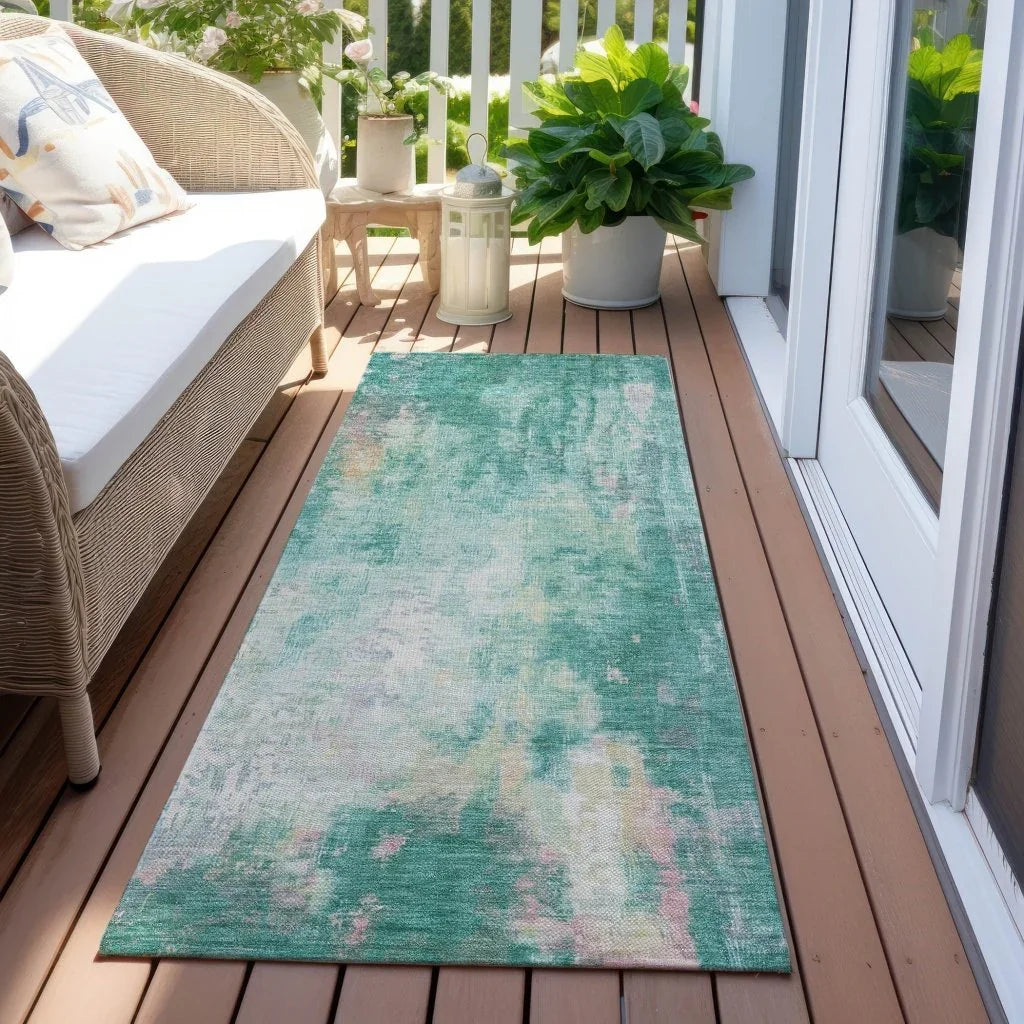 LOOMLAN Rugs Verentha Teal Washable Indoor-Outdoor Rug