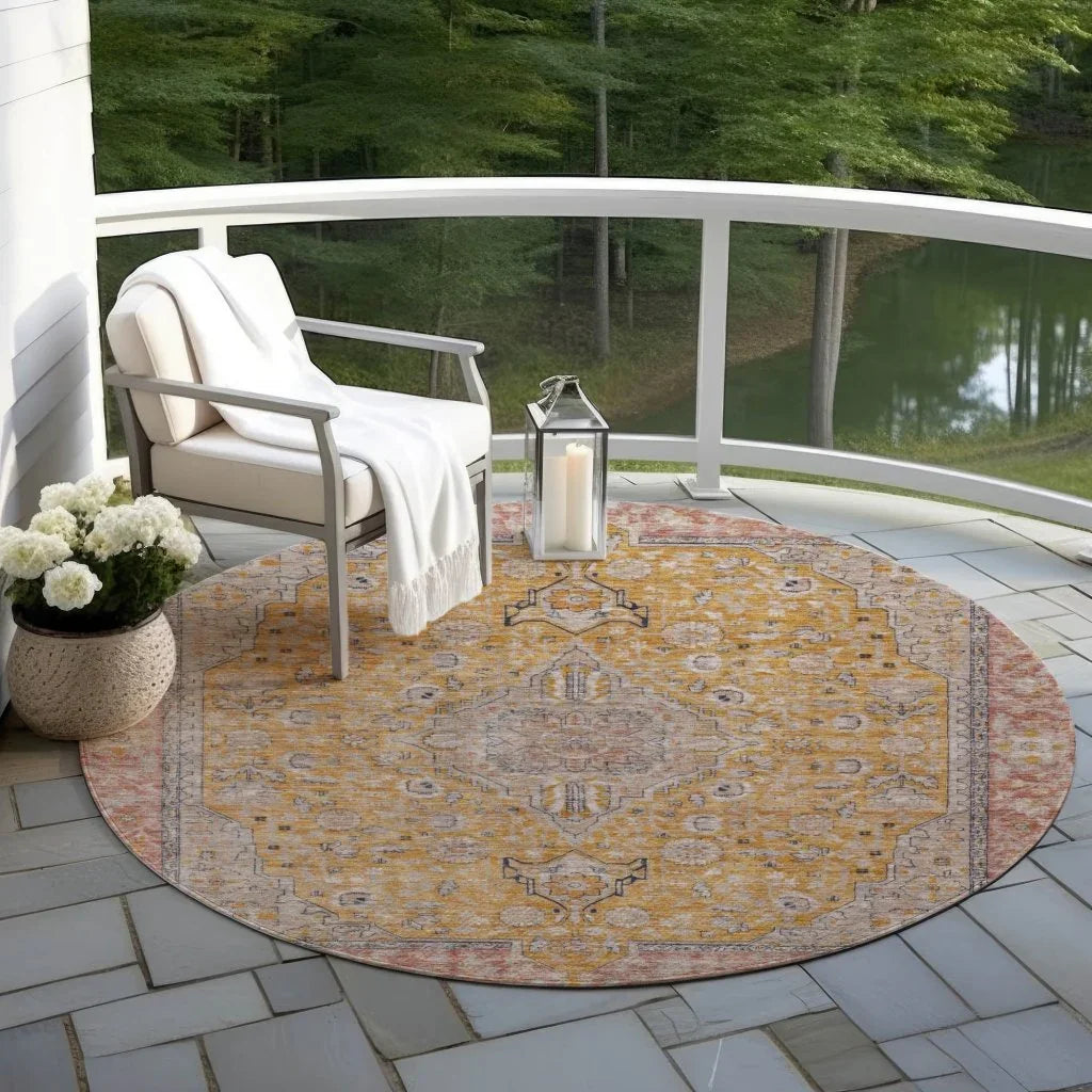 LOOMLAN Rugs Vexira Gold Washable Indoor-Outdoor Rug