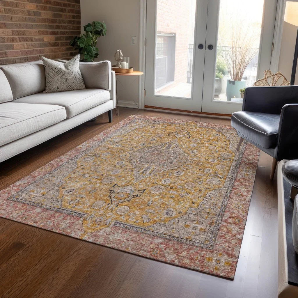 LOOMLAN Rugs Vexira Gold Washable Indoor-Outdoor Rug