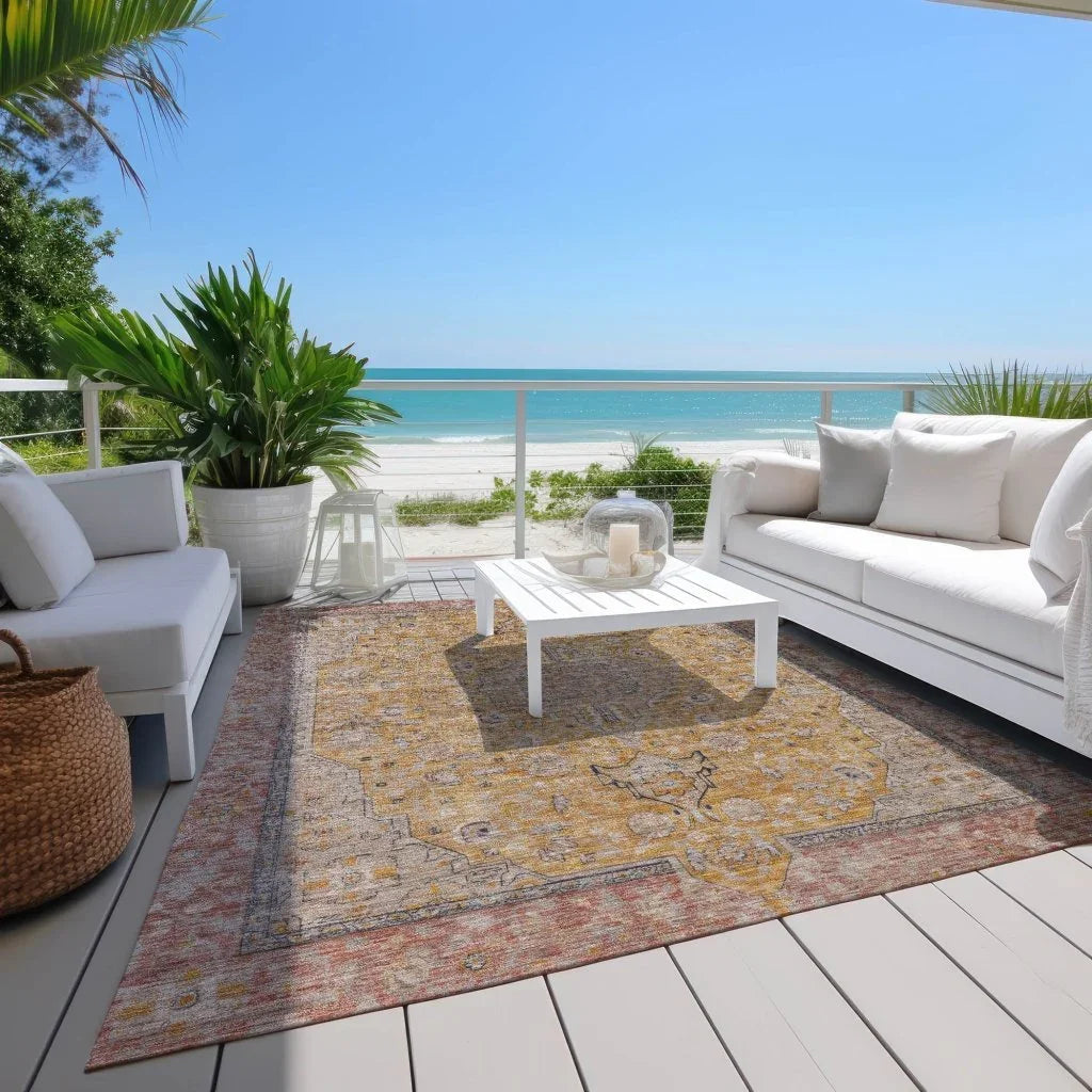 LOOMLAN Rugs Vexira Gold Washable Indoor-Outdoor Rug