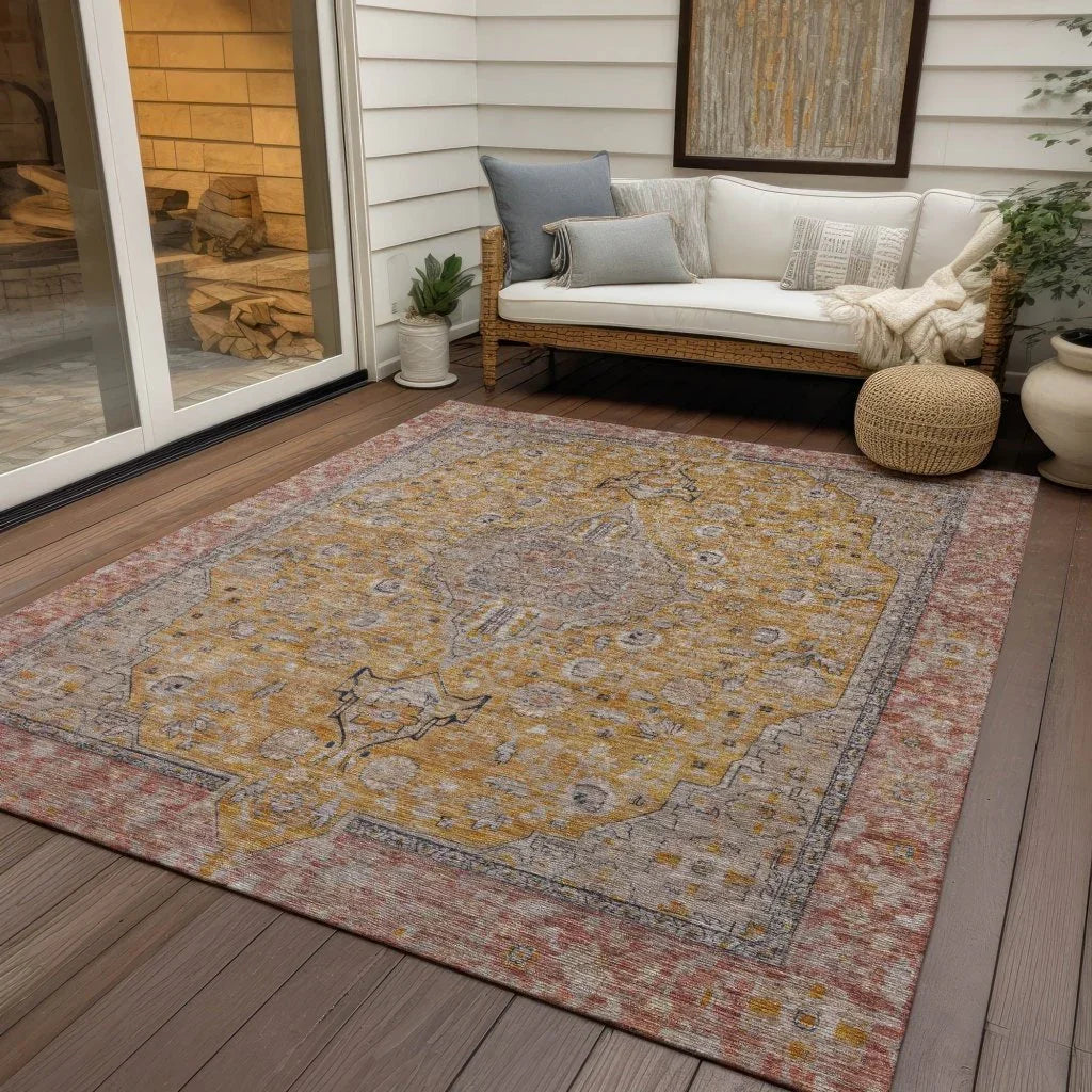 LOOMLAN Rugs Vexira Gold Washable Indoor-Outdoor Rug
