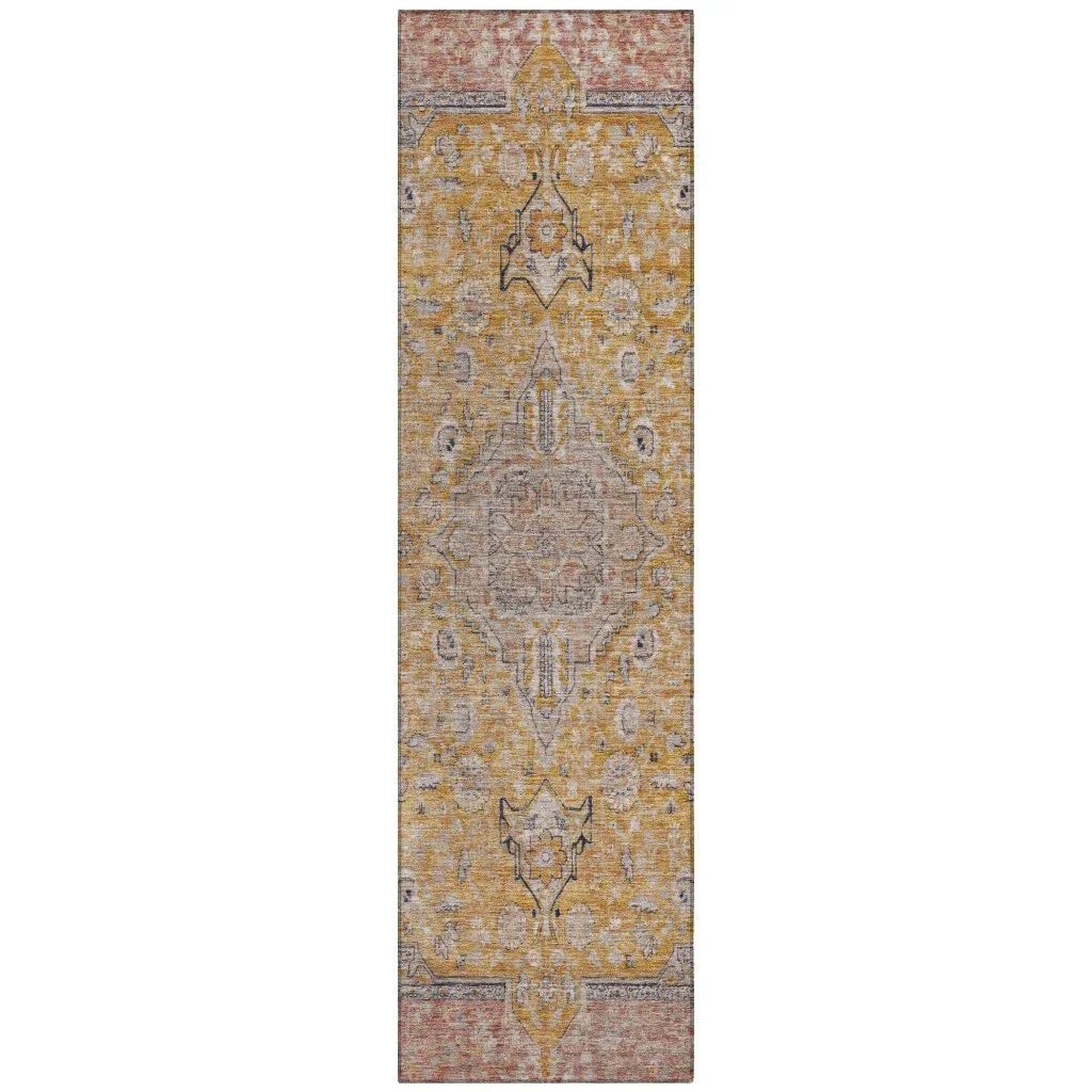 LOOMLAN Rugs Vexira Gold Washable Indoor-Outdoor Rug