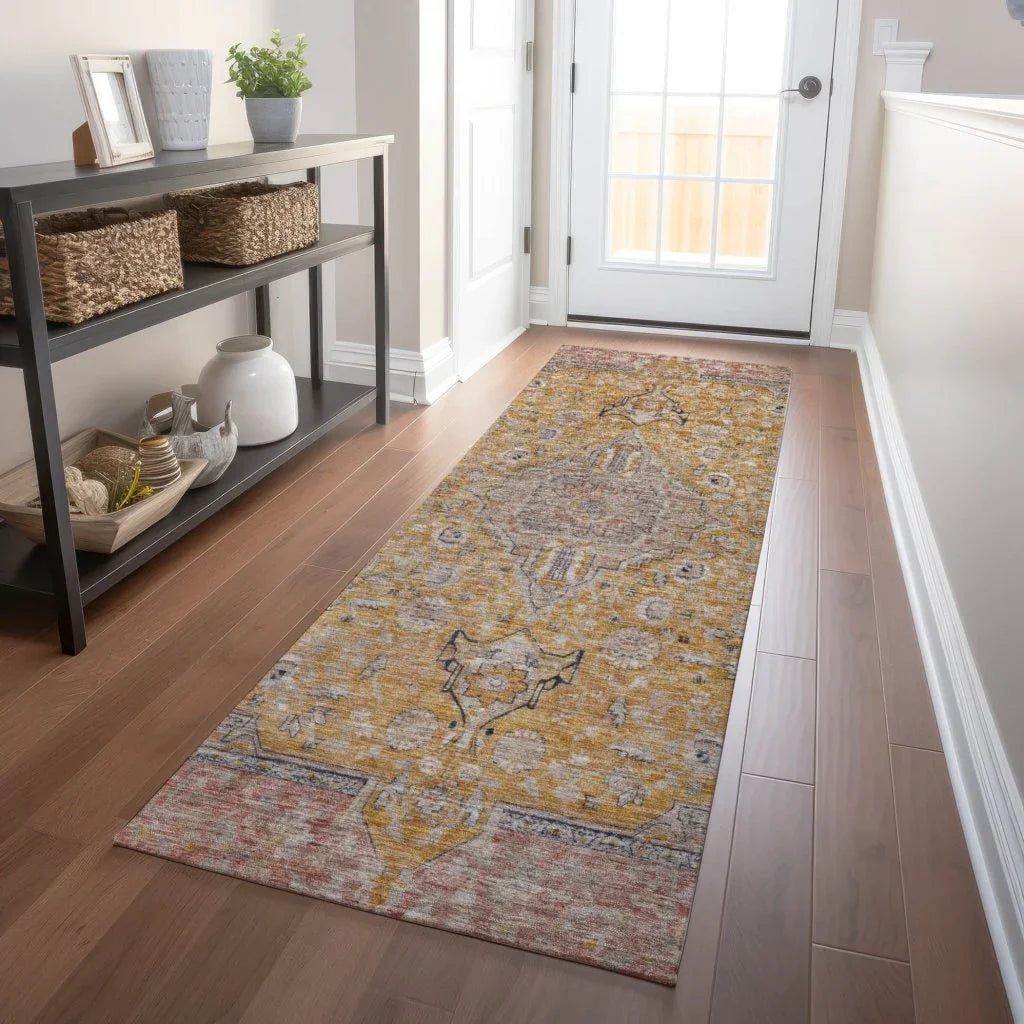 LOOMLAN Rugs Vexira Gold Washable Indoor-Outdoor Rug