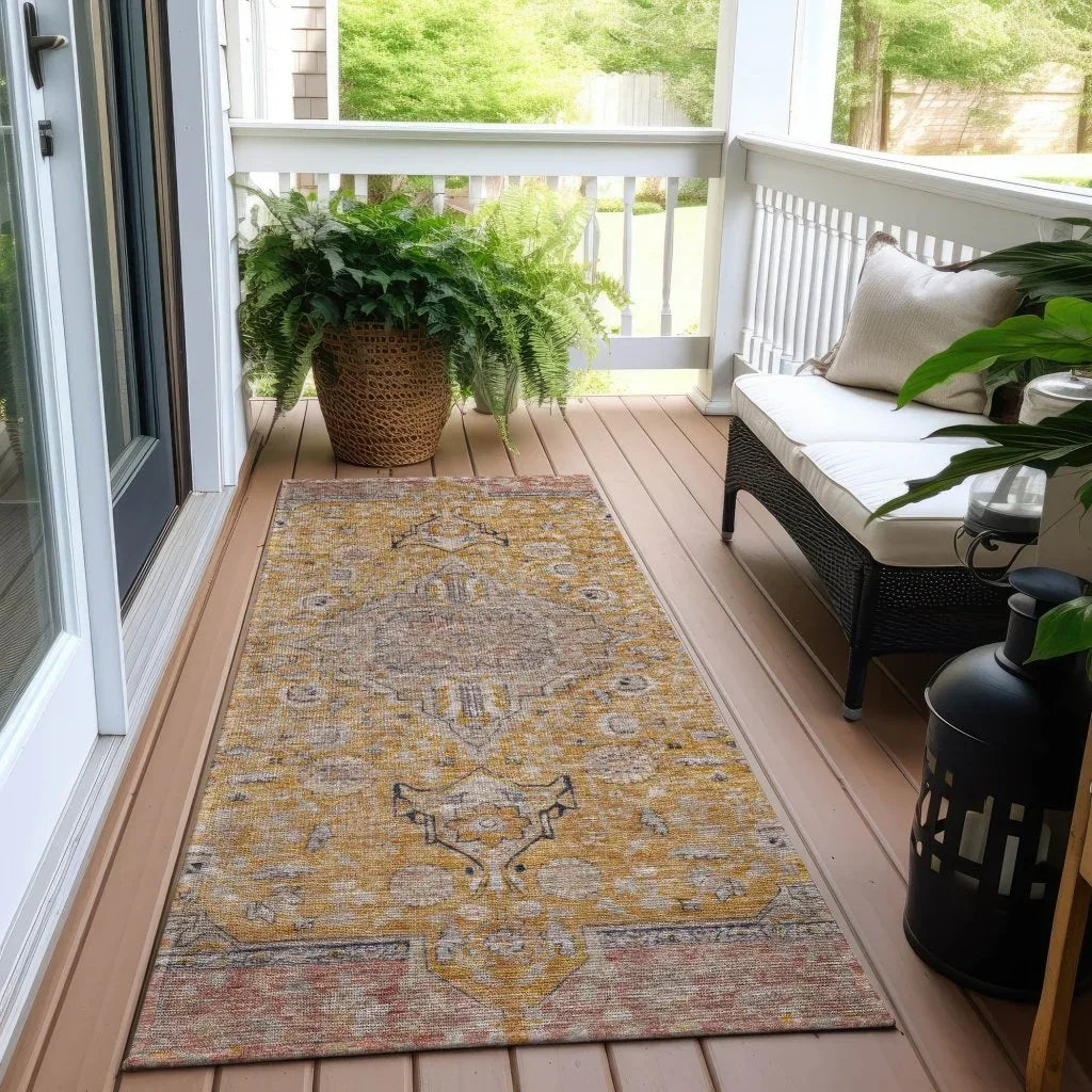 LOOMLAN Rugs Vexira Gold Washable Indoor-Outdoor Rug