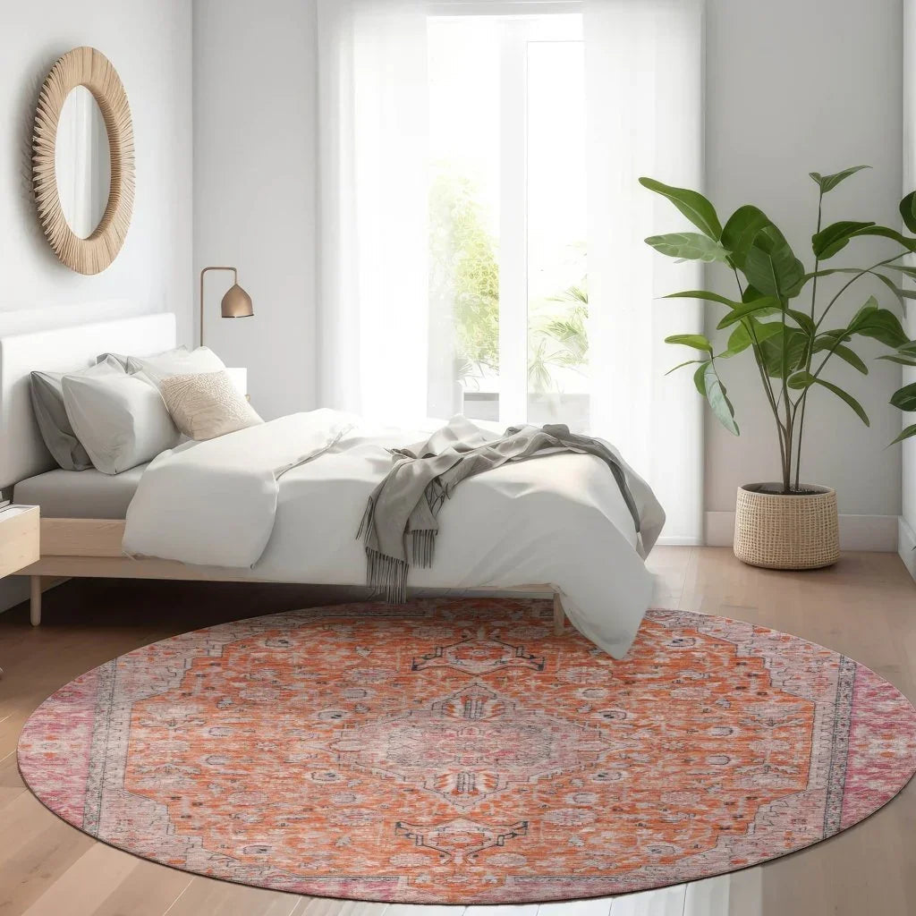 LOOMLAN Rugs Vexira Orange Washable Indoor-Outdoor Rug