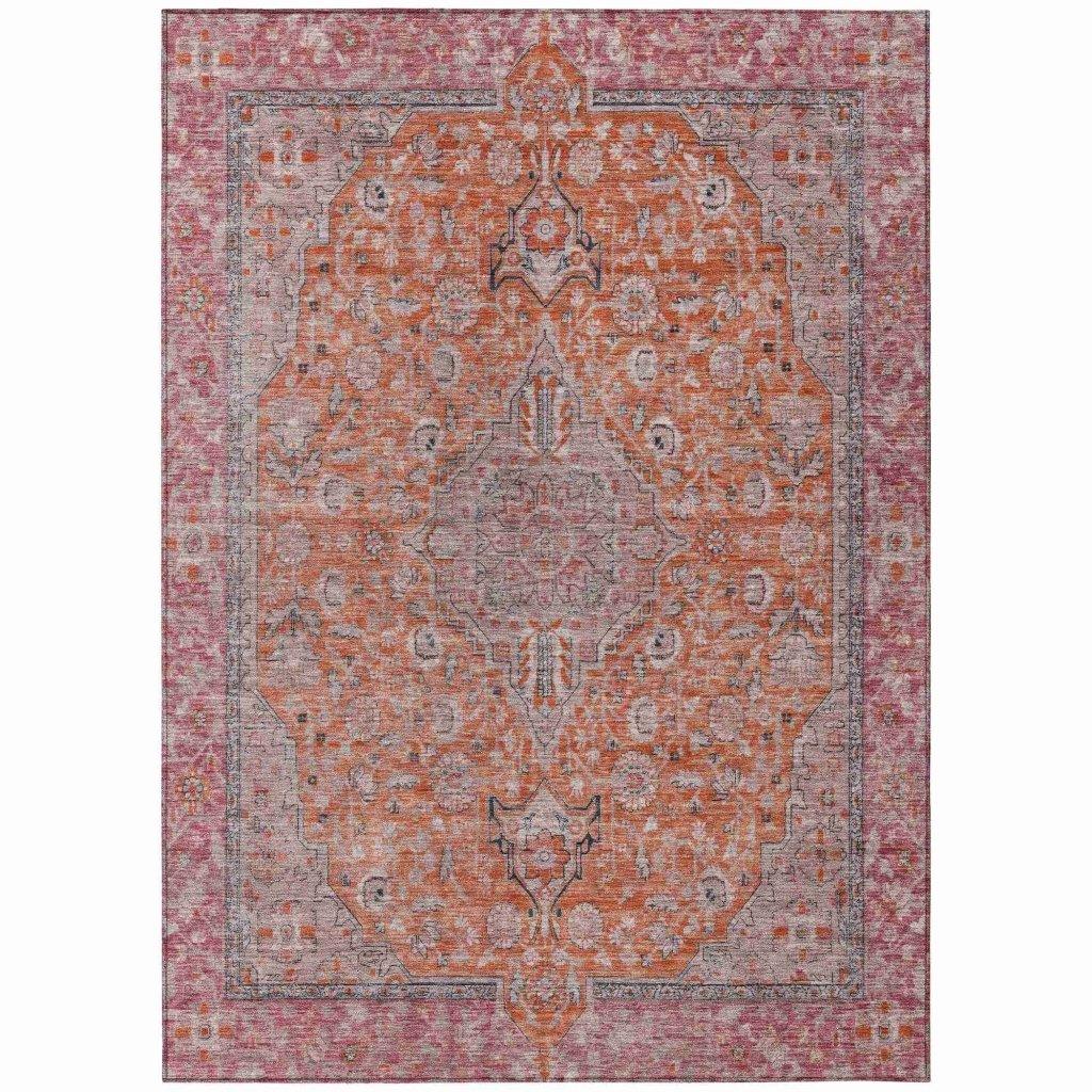 LOOMLAN Rugs Vexira Orange Washable Indoor-Outdoor Rug