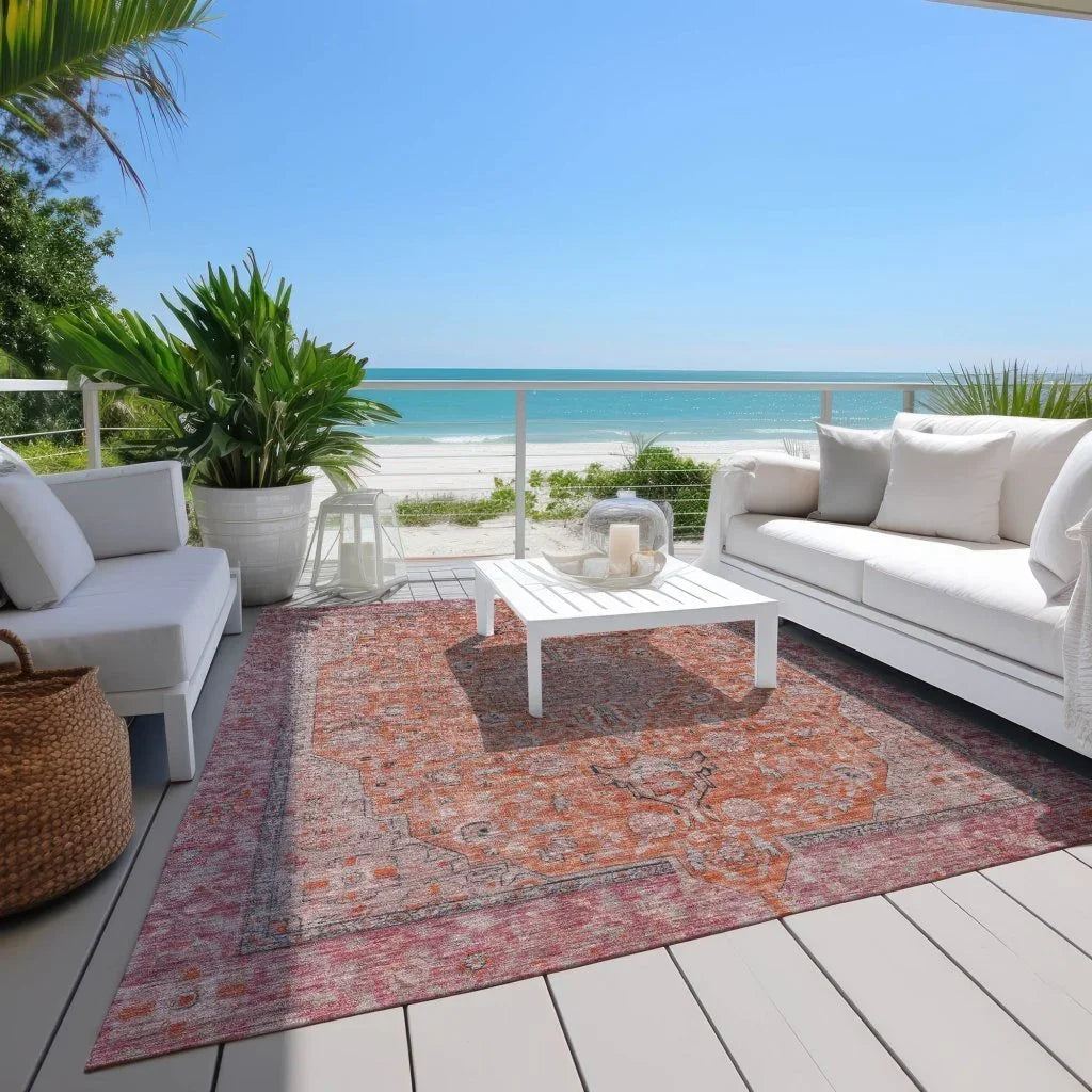 LOOMLAN Rugs Vexira Orange Washable Indoor-Outdoor Rug