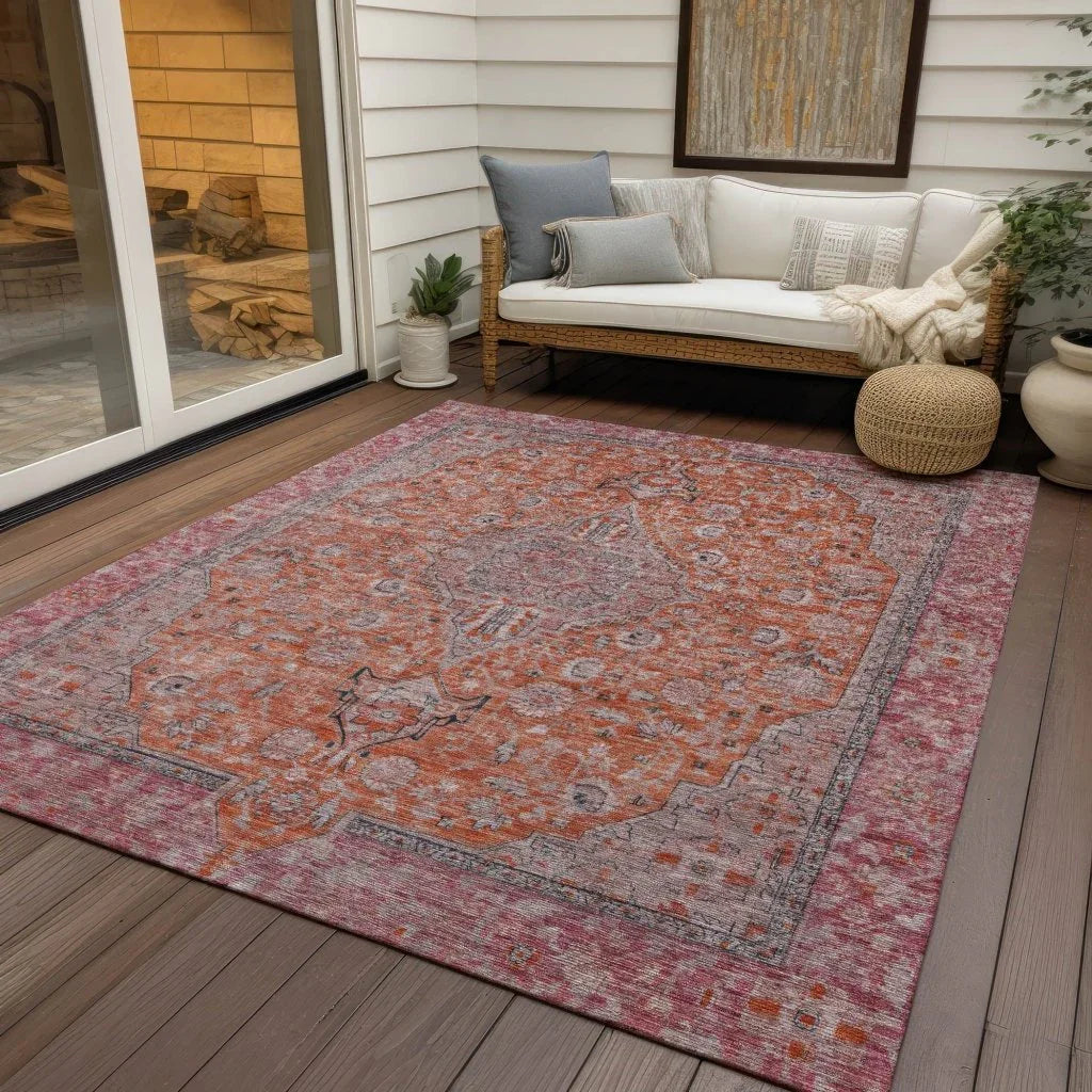 LOOMLAN Rugs Vexira Orange Washable Indoor-Outdoor Rug