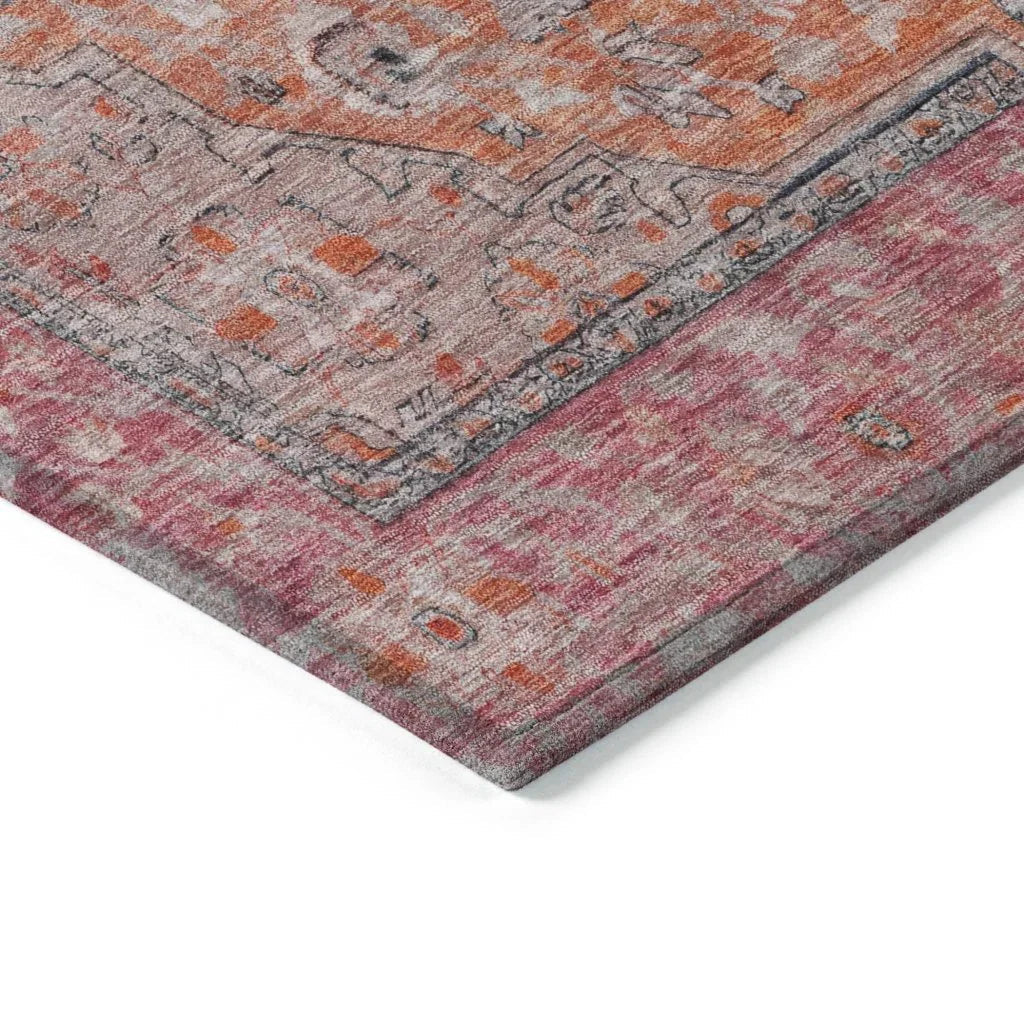 LOOMLAN Rugs Vexira Orange Washable Indoor-Outdoor Rug