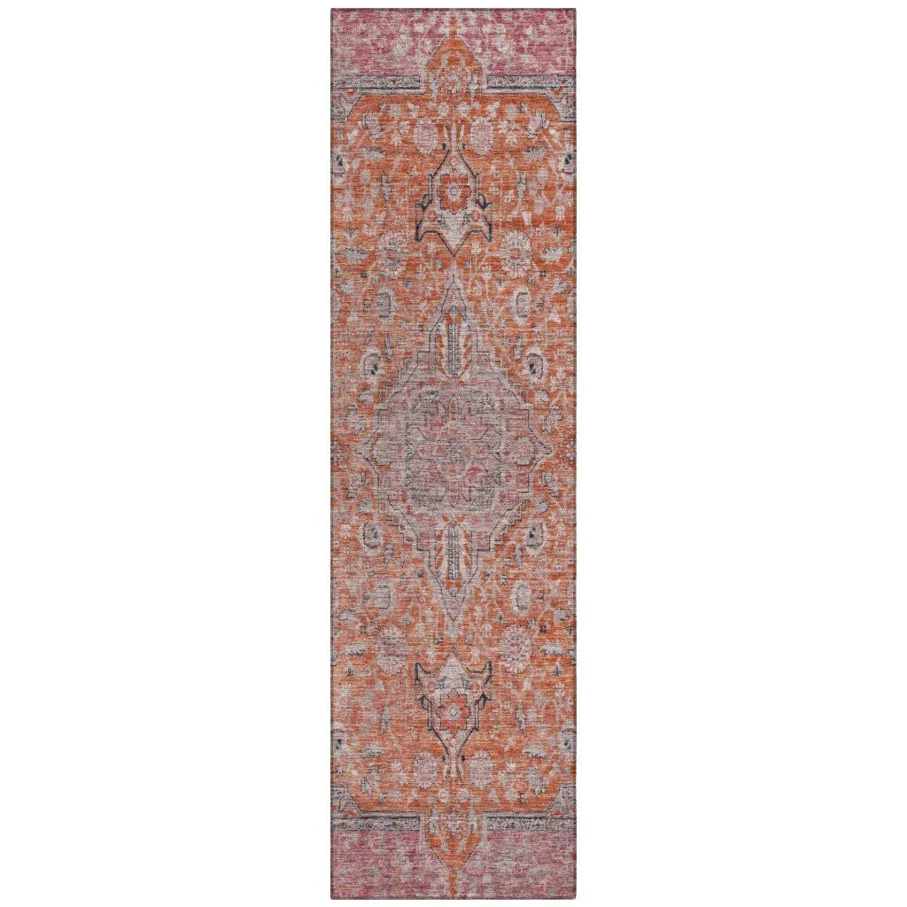 LOOMLAN Rugs Vexira Orange Washable Indoor-Outdoor Rug