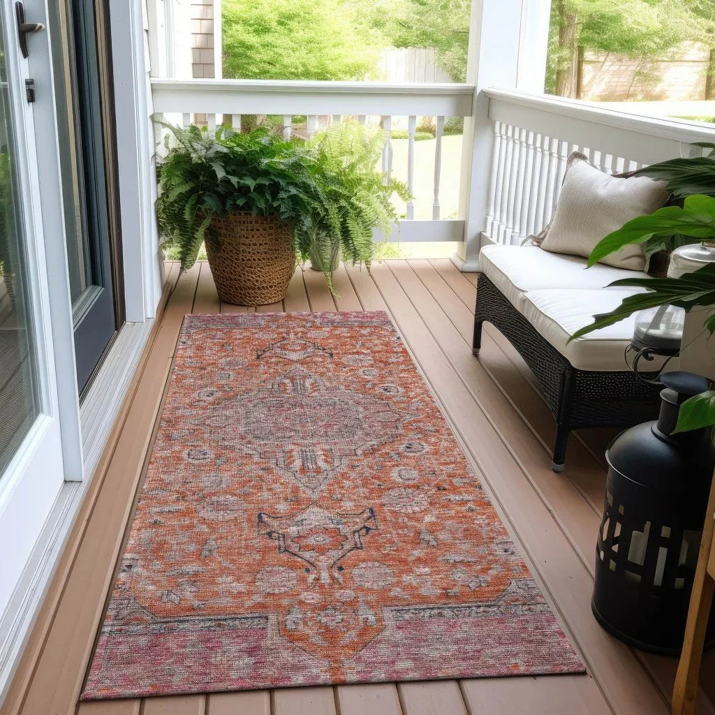 LOOMLAN Rugs Vexira Orange Washable Indoor-Outdoor Rug