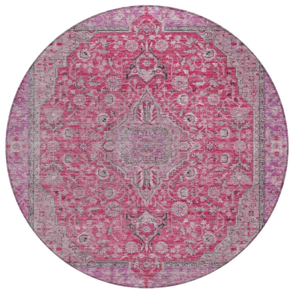 LOOMLAN Rugs Vexira Pink Washable Indoor-Outdoor Rug