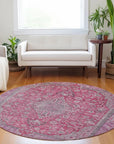 LOOMLAN Rugs Vexira Pink Washable Indoor-Outdoor Rug