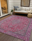 LOOMLAN Rugs Vexira Pink Washable Indoor-Outdoor Rug