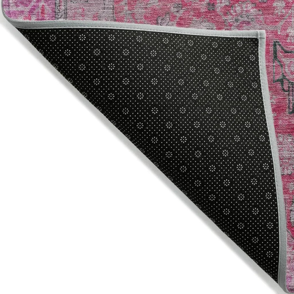 LOOMLAN Rugs Vexira Pink Washable Indoor-Outdoor Rug