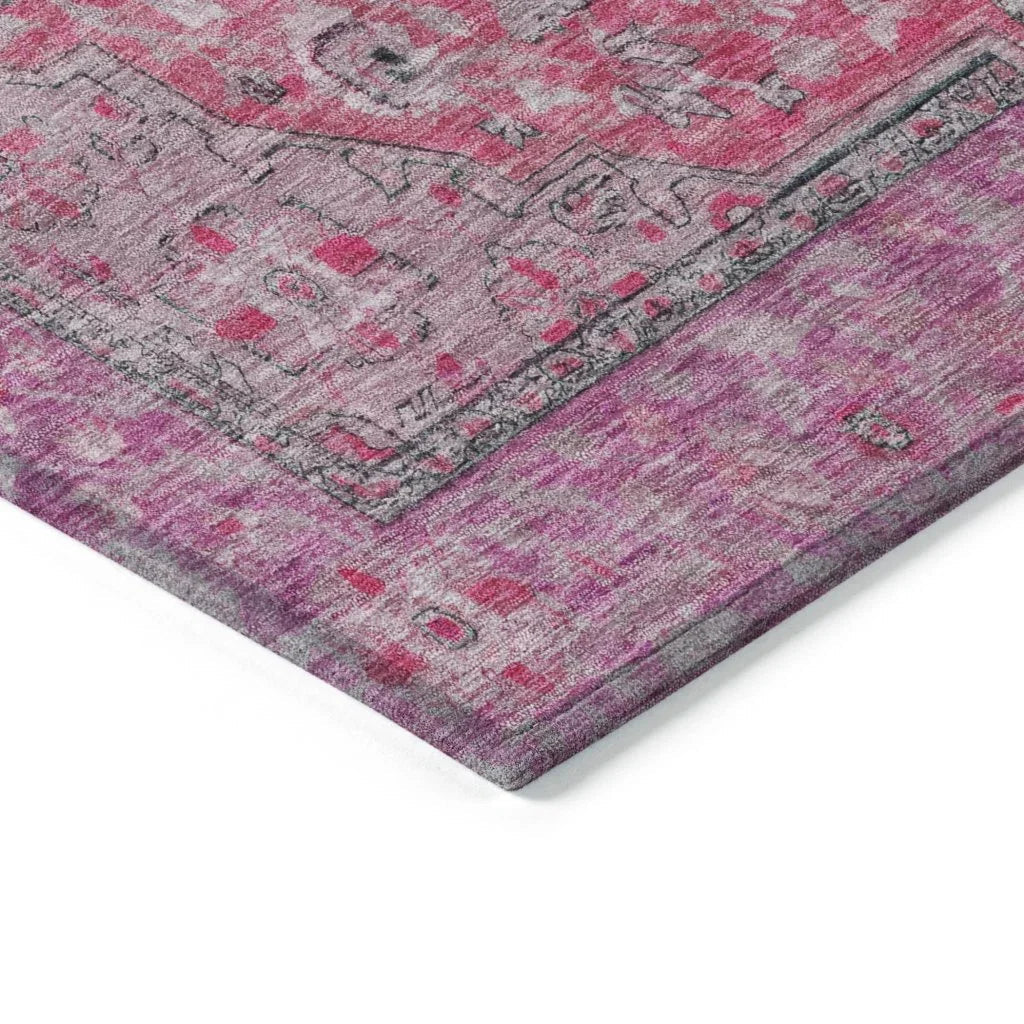 LOOMLAN Rugs Vexira Pink Washable Indoor-Outdoor Rug