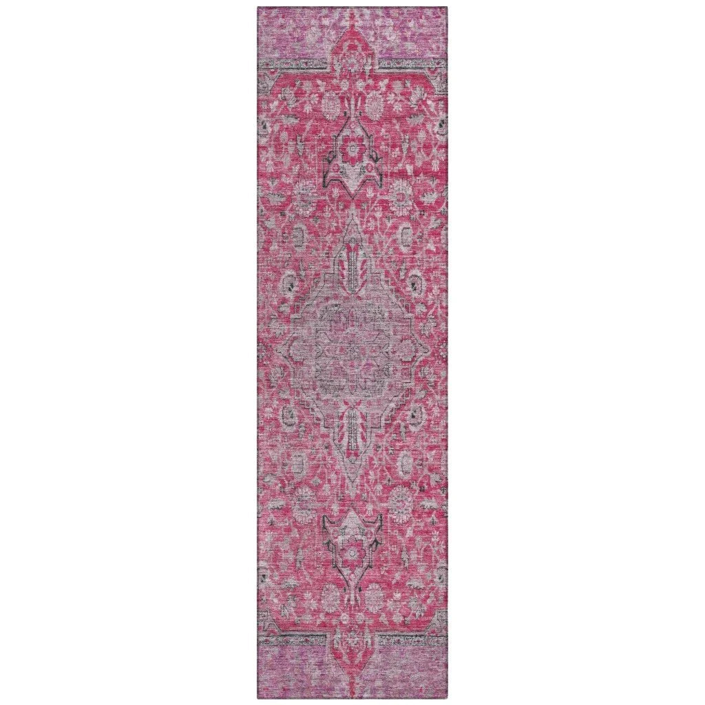 LOOMLAN Rugs Vexira Pink Washable Indoor-Outdoor Rug
