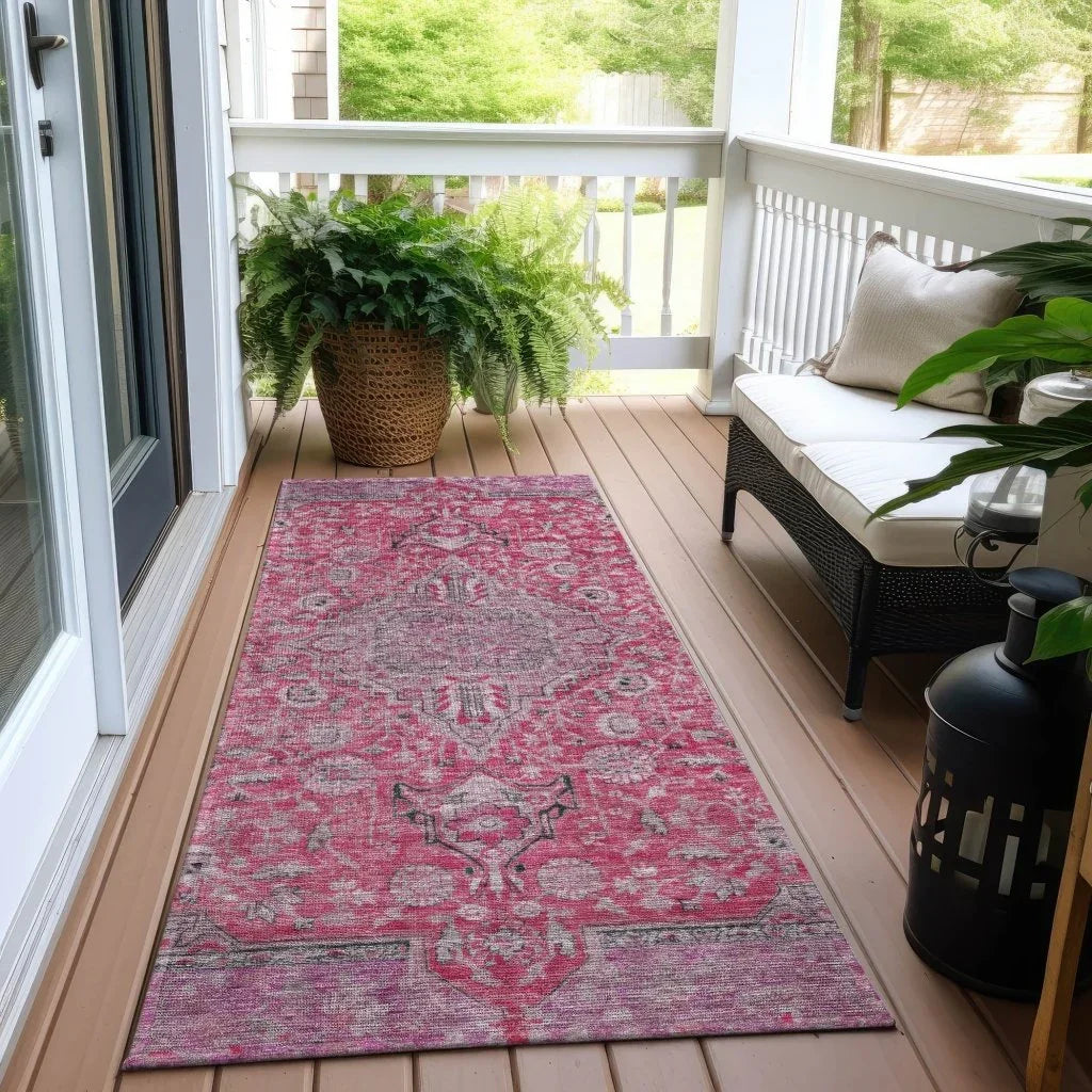 LOOMLAN Rugs Vexira Pink Washable Indoor-Outdoor Rug