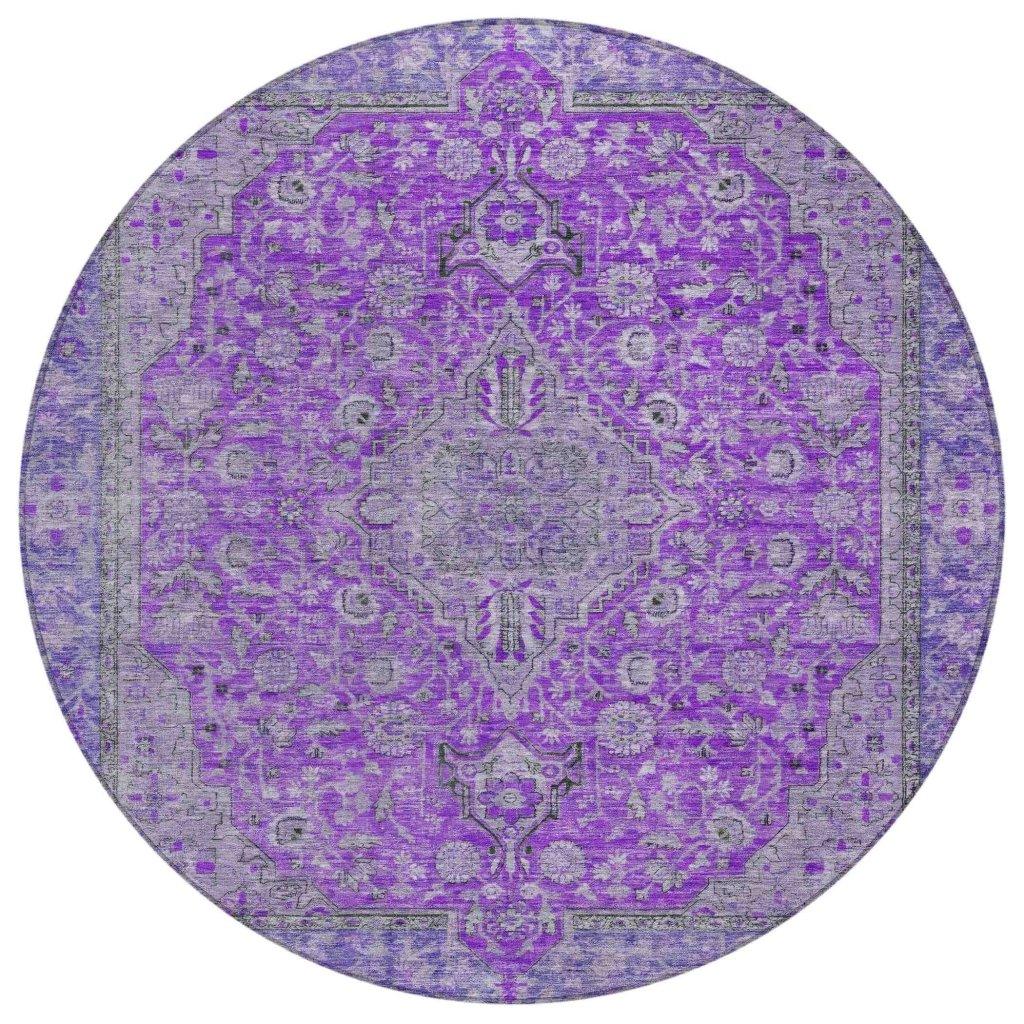 LOOMLAN Rugs Vexira Purple Washable Indoor-Outdoor Rug