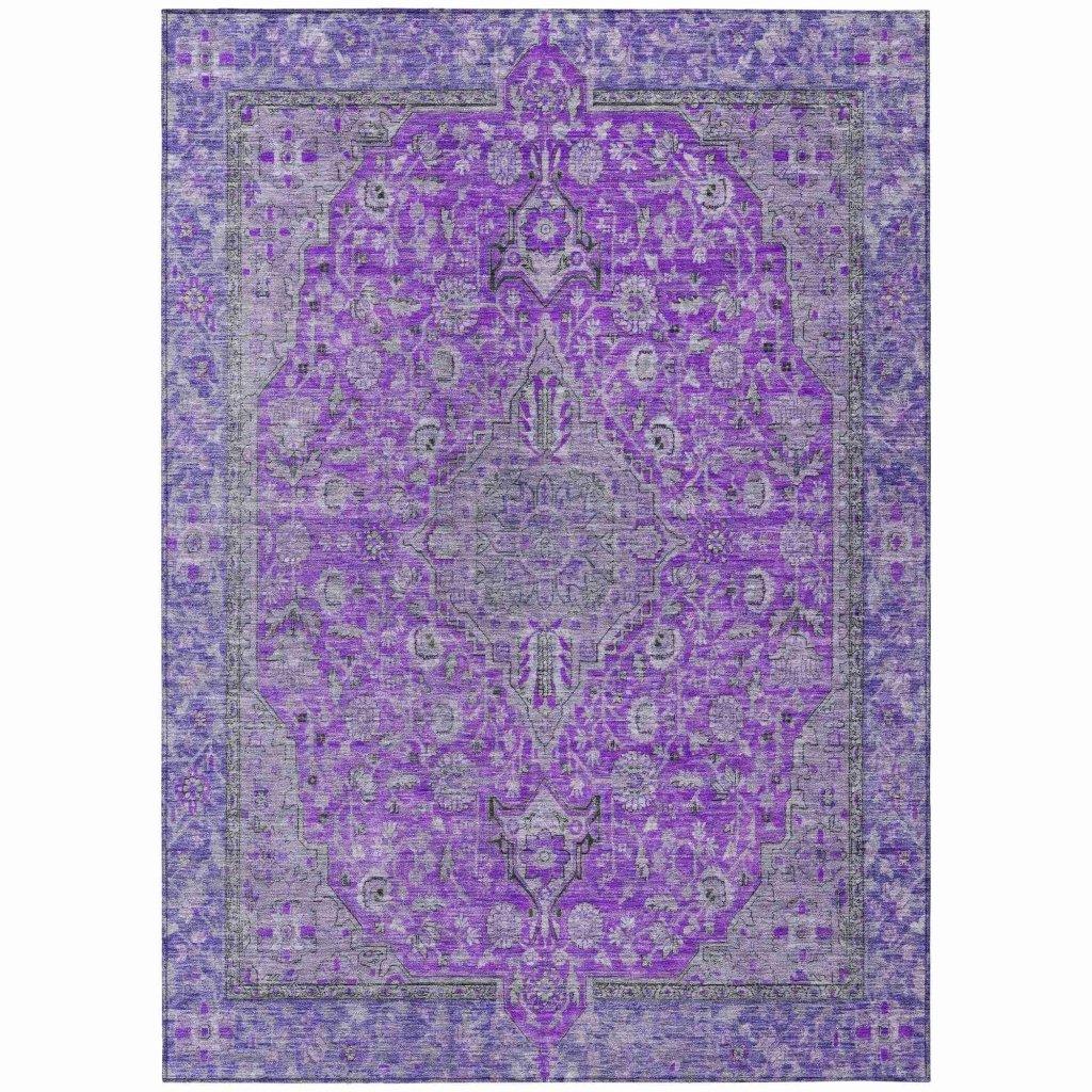 LOOMLAN Rugs Vexira Purple Washable Indoor-Outdoor Rug