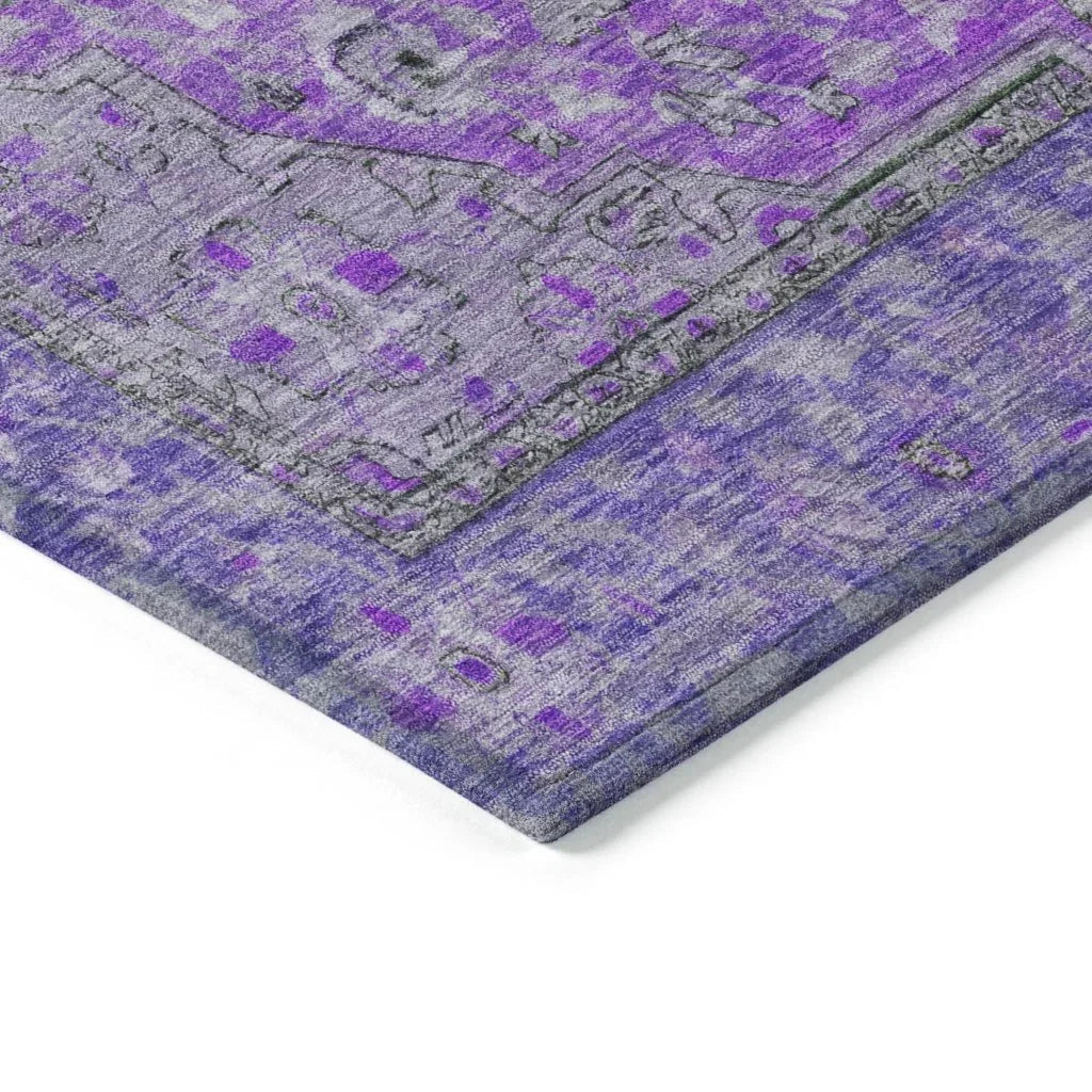 LOOMLAN Rugs Vexira Purple Washable Indoor-Outdoor Rug
