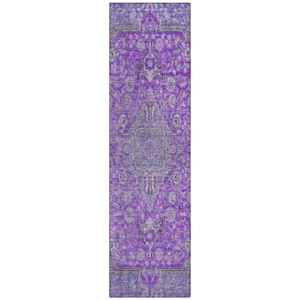 LOOMLAN Rugs Vexira Purple Washable Indoor-Outdoor Rug