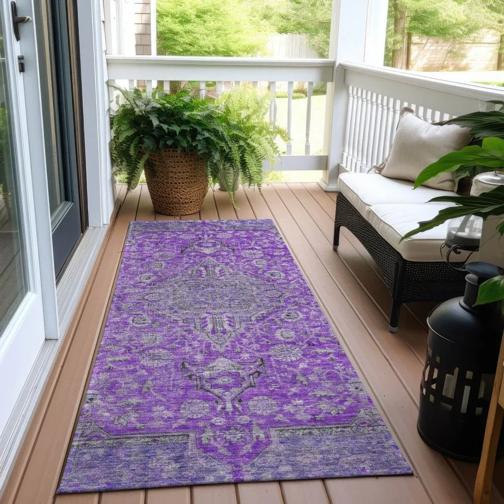 LOOMLAN Rugs Vexira Purple Washable Indoor-Outdoor Rug