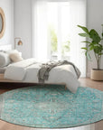 LOOMLAN Rugs Vexira Teal Washable Indoor-Outdoor Rug