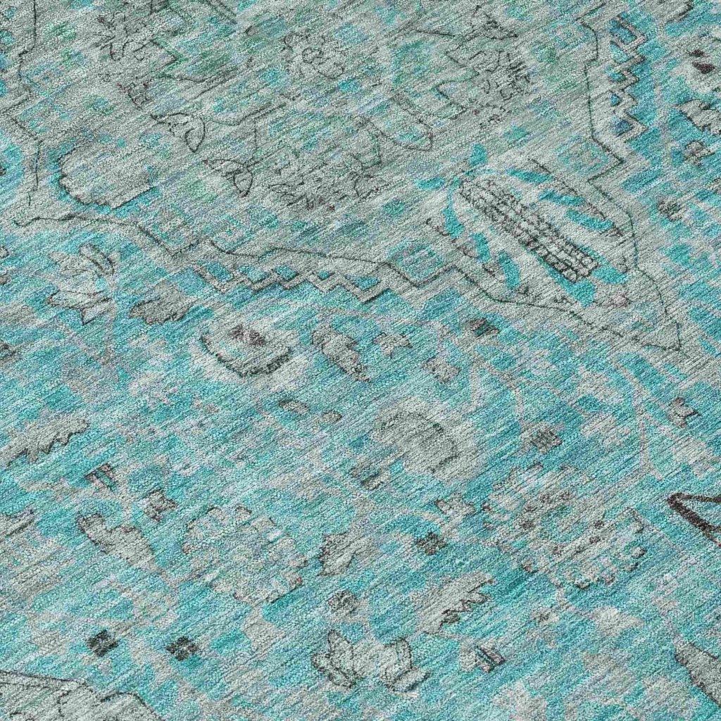 LOOMLAN Rugs Vexira Teal Washable Indoor-Outdoor Rug