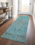 LOOMLAN Rugs Vexira Teal Washable Indoor-Outdoor Rug