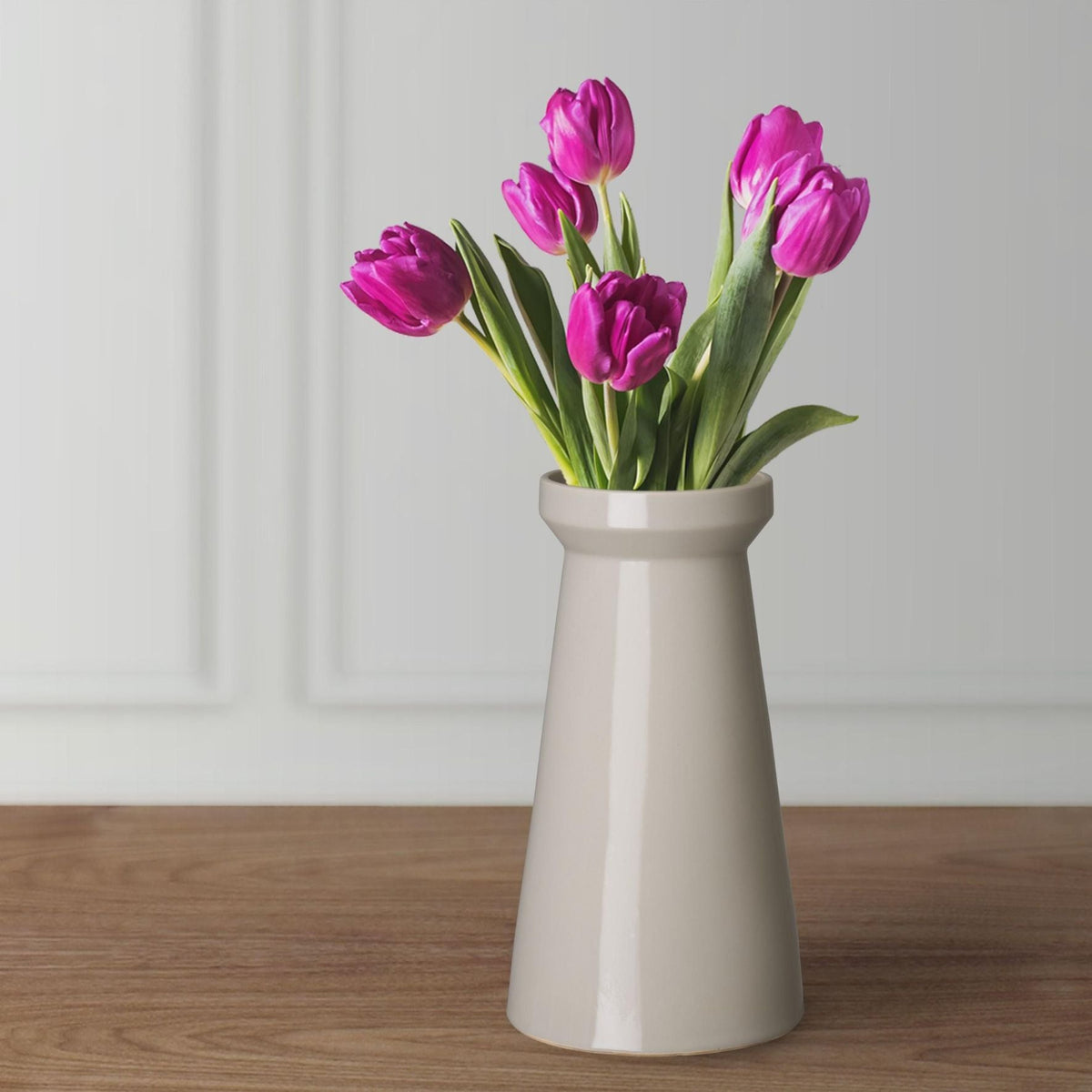 Vic 16"H Grey Ceramic Vase