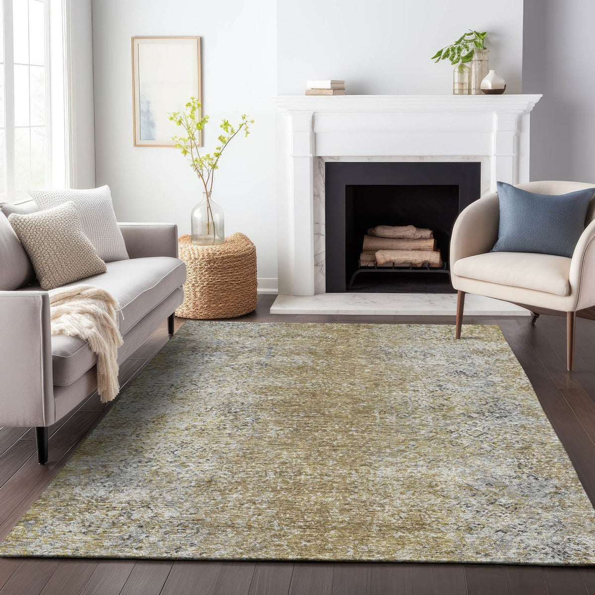 Addison Rugs Vintage Brown Washable Indoor-Outdoor Rug