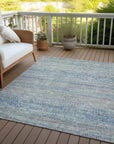 LOOMLAN Rugs Viviennea Blue Washable Indoor-Outdoor Rug