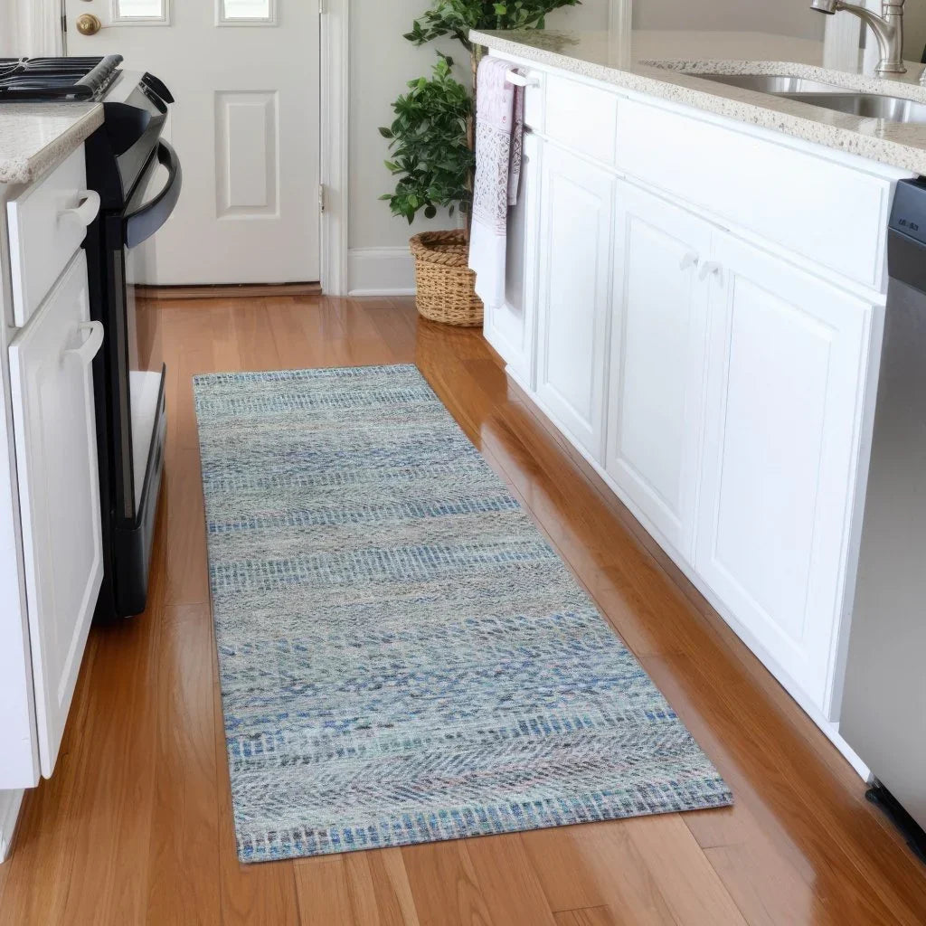 LOOMLAN Rugs Viviennea Blue Washable Indoor-Outdoor Rug