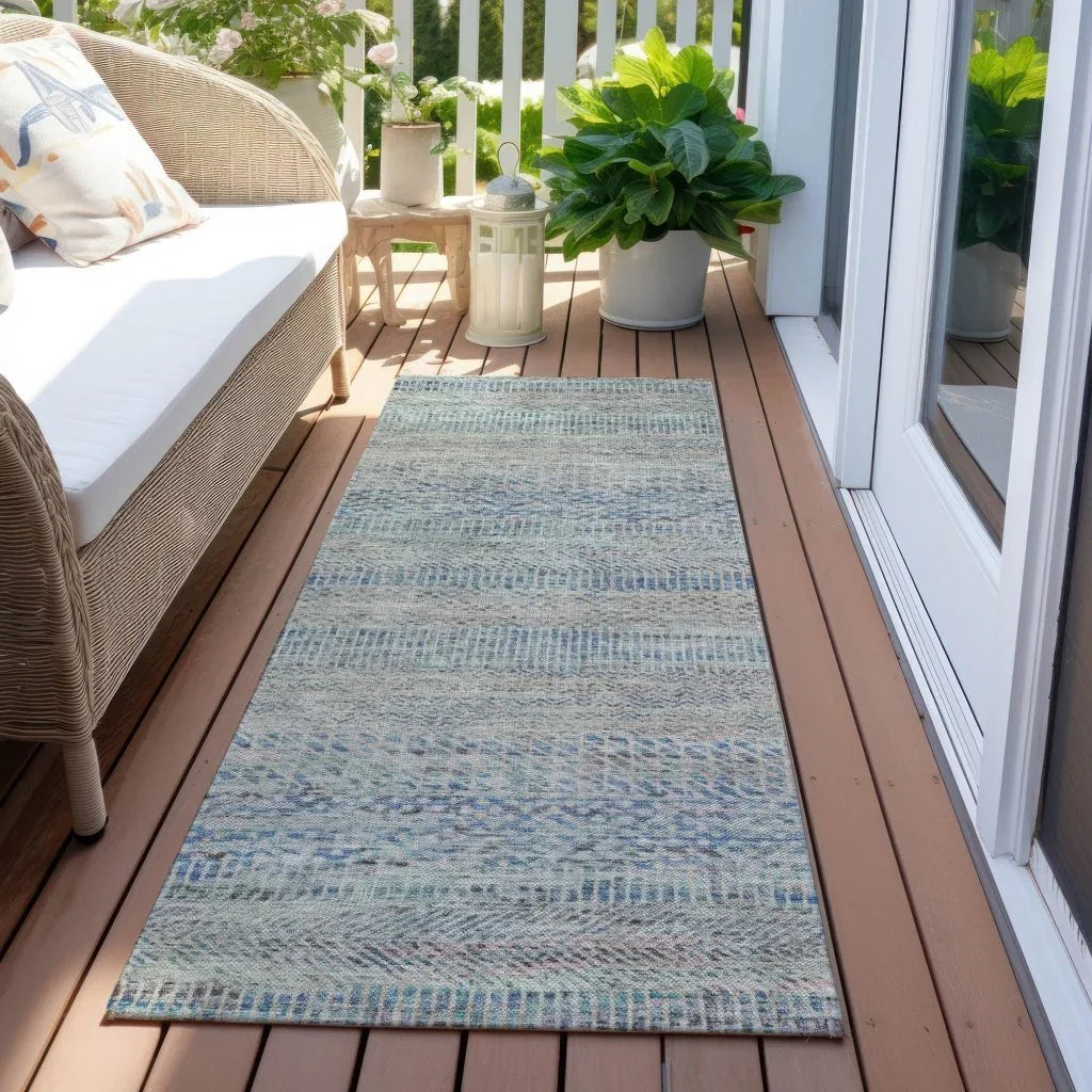 LOOMLAN Rugs Viviennea Blue Washable Indoor-Outdoor Rug