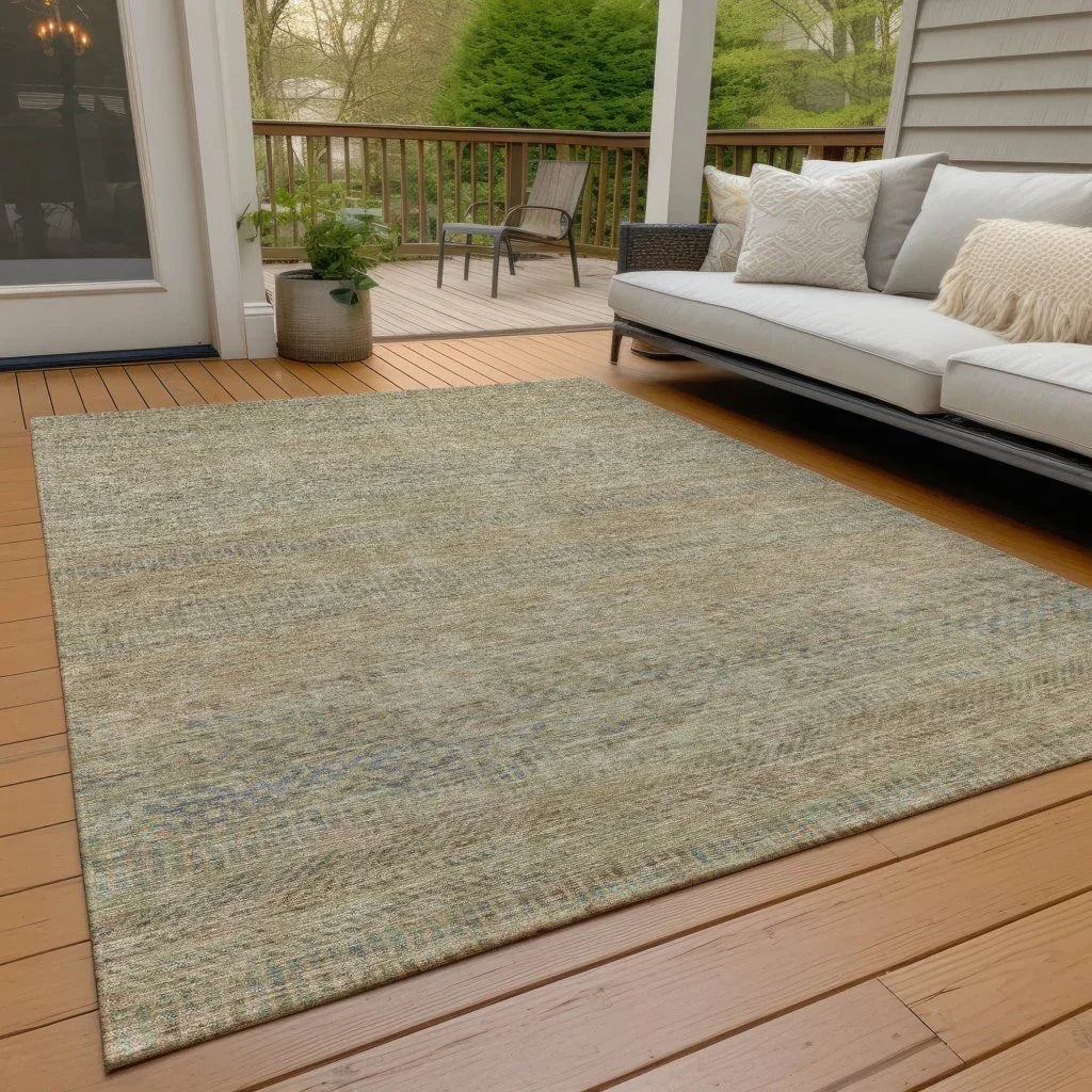 LOOMLAN Rugs Viviennea Brown Washable Indoor-Outdoor Rug